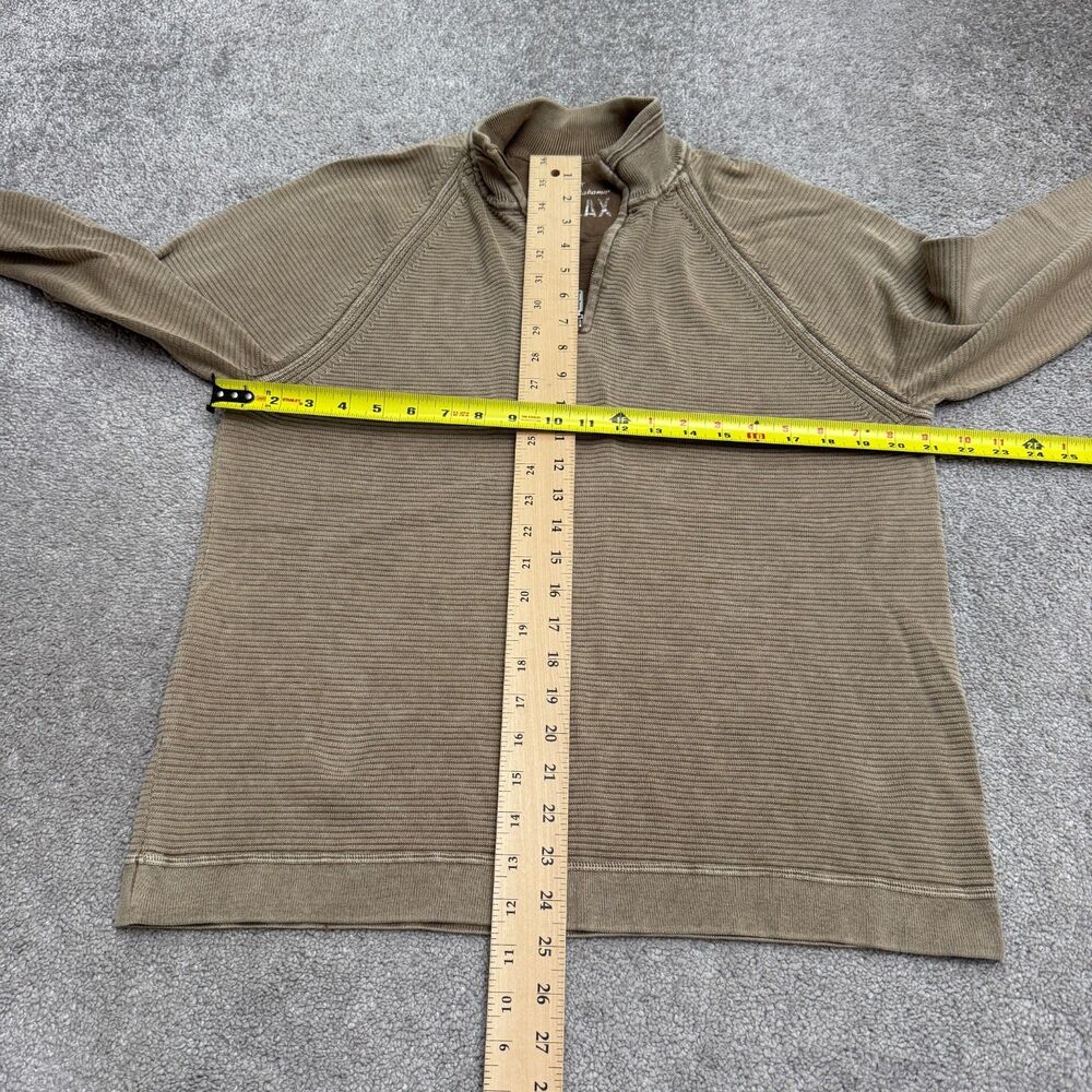 Tommy Bahama Relax 1/4 Zip Pullover Sweater Mens Medium Brown Ribbed Knit Cotton - Picture 11 of 15